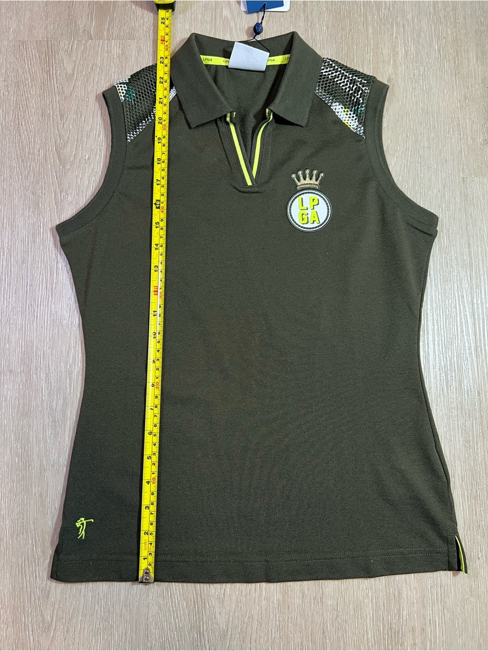 Floral Mesh Accent Sleeveless Golf Polo Top Women's - Picture 6 of 7